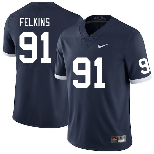 Men #91 Alex Felkins Penn State Nittany Lions College Football Jerseys Stitched Sale-Retro - Click Image to Close